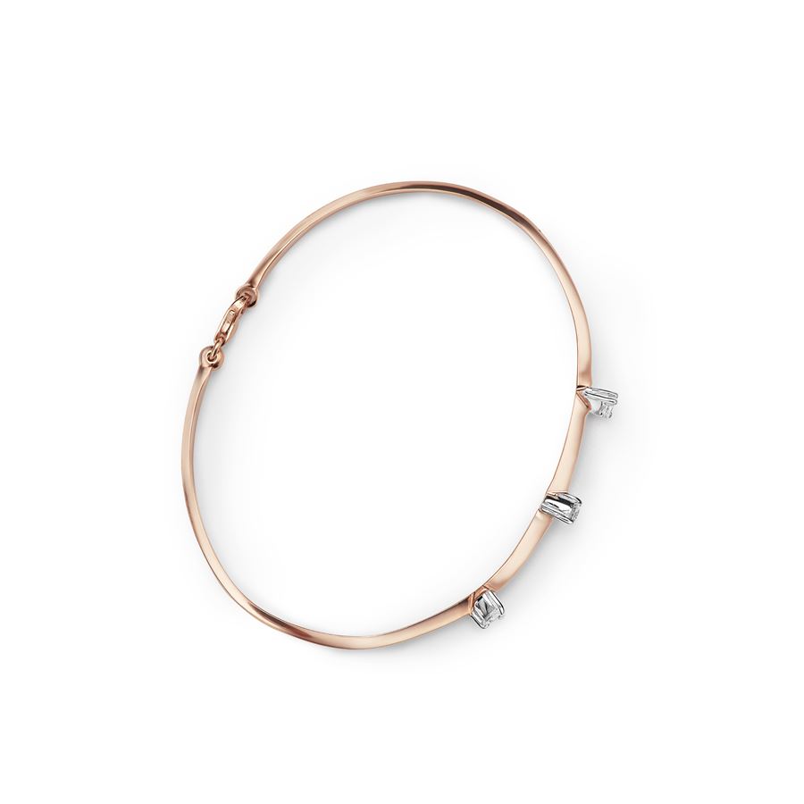Rigid wire bracelet with 3 diamonds BALANCE | BR PR TO MQAU9R CT0,35